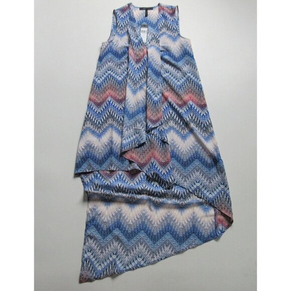 NWT BCBG MaxAzria Tara in ZigZag Ombre Sheer Chiffon Ruffle High Low Dress XS - Picture 5 of 8